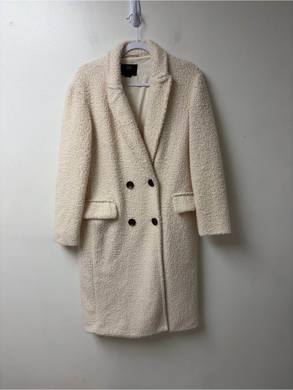 House of Harlow‎ Double Breasted Boucle Cream Colored Coat Size XS